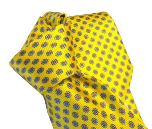 Cravatta gialla seta stampata vari italy top qualy e completo abbinata pochette - Bild 2 von 4