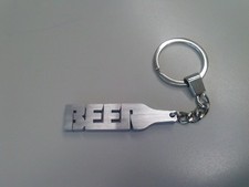 Birra, Bottiglia di birra stilizzata, scritta birra, portachiavi birra in allumi