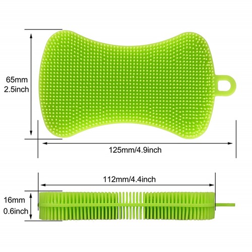 Silicone Scrubber Sponge Brush Dish Pot Pan Washing Cleaning Home Kitchen - Picture 6 of 22