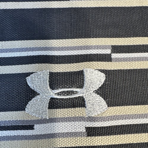 Vintage Under Armour Polo Men's Large Fun Pattern Black Gold Grey - Picture 5 of 10