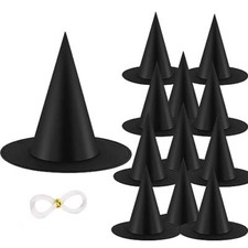 12PCS Halloween Witch Hats Witch Costume Accessory Black Witch Hat for Hallow...