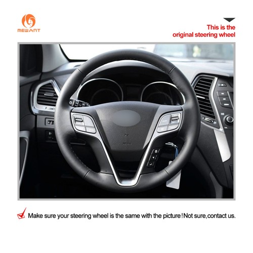 Funda de volante de cuero sintético MEWANT Handstitch para Hyundai Santa Fe Grand Santa Fe - Imagen 2 de 8