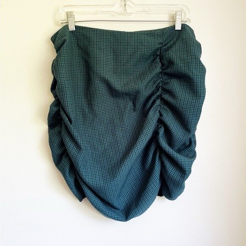 Zara Plaid gingham gathered knee length mini Skirt women's XL pin up rockabilly