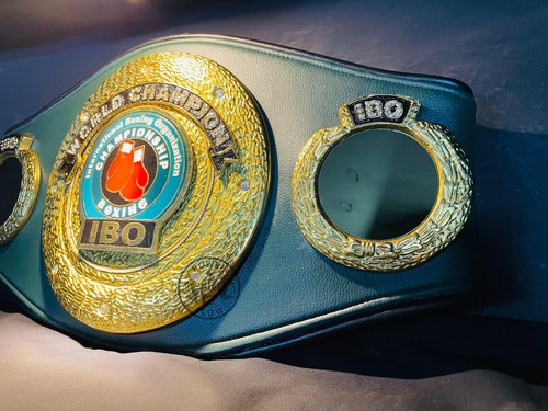 IBO International Boxing Championship Belt Leather Strap 3D Metal Plate Adult - Picture 3 of 5