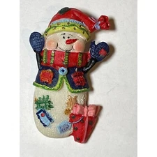 Holiday Jewelry Adorable Colorful Vintage 90s Christmas Snowman Brooch Colorful