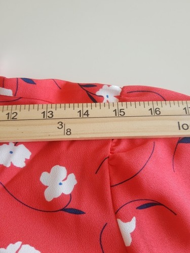 J Crew Women's XL Red Long Sleeve Ruffle Neck Top Poppy Flower Blouse High Neck - Picture 10 of 14