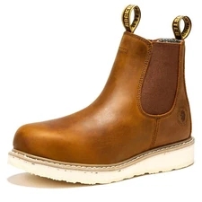 ROCKROOSTER 2025 New Design 6" Men Brown Wedge Steel Toe EH Safety Work Boots