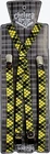 Suspenders - Yellow & Black Plaid Silver Sourpuss Punk Adjustable Braces Unisex