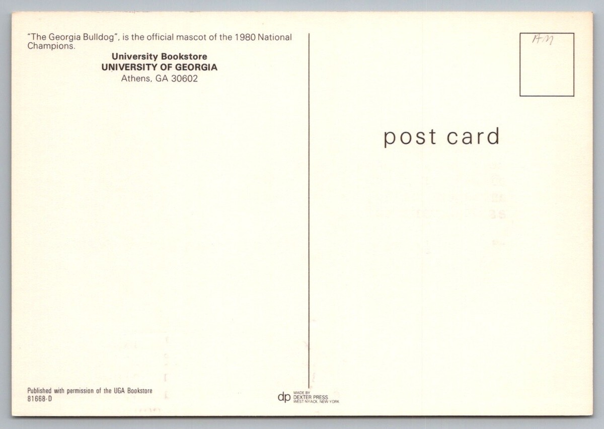 Postcard The Georgia Bulldog Official Mascot University of Georgia
