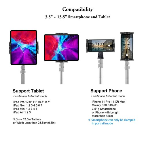 Adaptateur de trépied universel rotatif à 360 degrés pour iPad Pro 129 11 105... - Photo 5/9