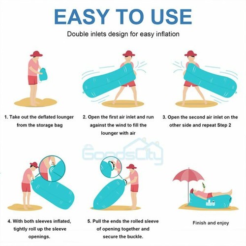 Inflatable Air Lounger Sofa Portable Couch Camping Chair, Easy Set-Up ...