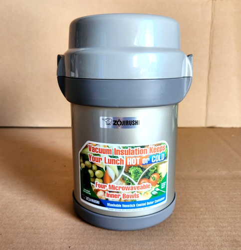 Zojirushi Stainless Bento Lunch Jar 4 Containers Insulated Nonstick SLJAE14SA - Picture 3 of 14