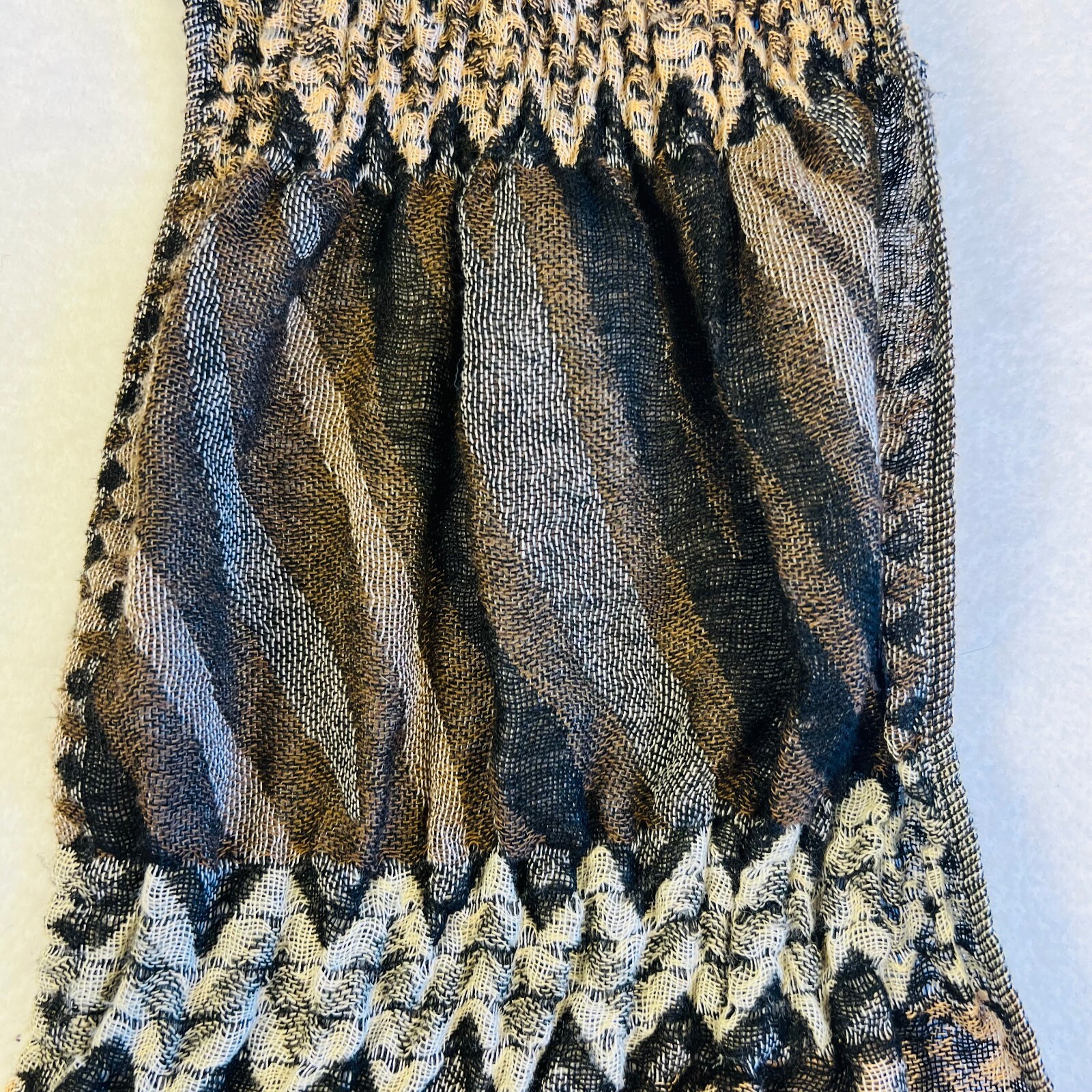 Scarf Multiple Patterns Black Gray Brown Fringe L… - image 4
