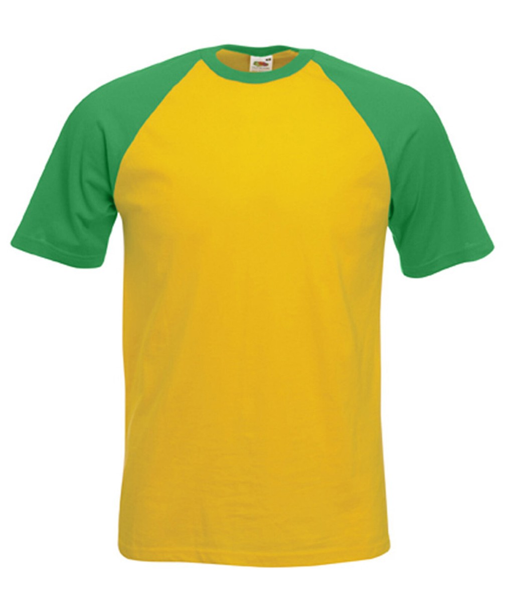 T-shirt Baseball Manica Corta Fruit Of The Loom - Cotone Slim Fit