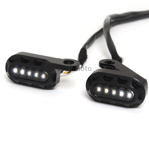 Motorcycle Black LED Turn Signal Blinker Light Amber For Harley Sportster XL1200 - Picture 5 of 12