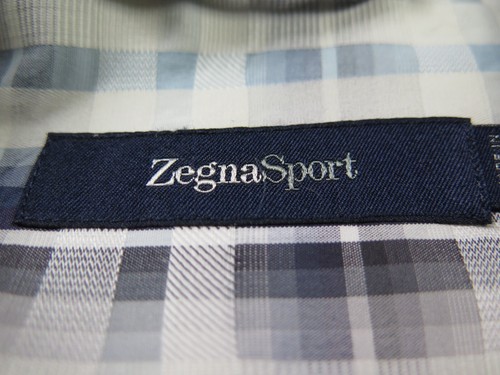 Ermenegildo Zegna Sport Mens Cotton Blue Ivory Plaids Checks Casual Shirt Large - Picture 6 of 14