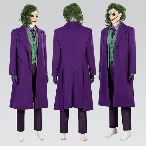 Batman:the Dark Knight Joker Custome Cosplay Coat Pants Mask Outfit Hallowee Lot - Picture 2 of 22