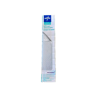 Medline Microban White Rubber Bath Mat Anti-Microbial Non-Slip 13.4x29
