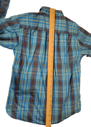 Cinch Boys Size M (10) Button Down Long Sleeve One Pocket Blue/ Green Shirt (N1) - Picture 4 of 6