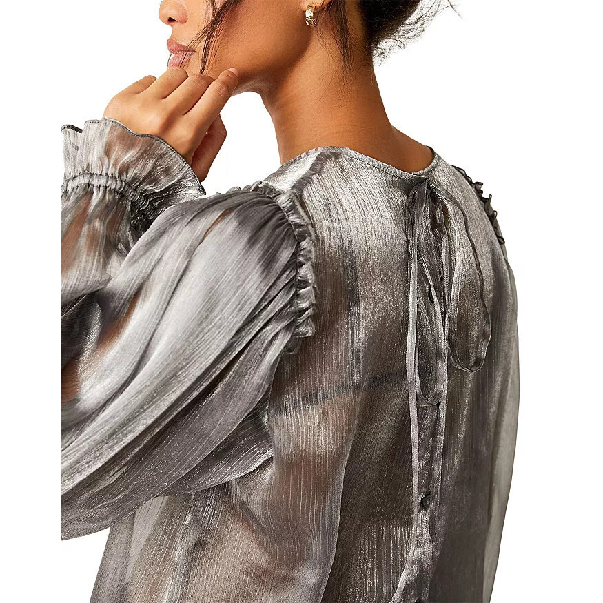 NEW Free People Size S Women's Freya Frost Sheer Metallic