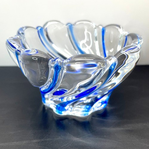 Mikasa Peppermint Cobalt Candleholder Blue Clear Swirl with Box 2.5" Germany - Picture 4 of 21