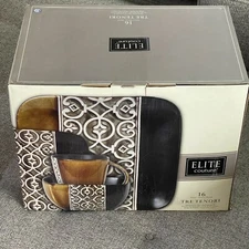 NEW 16 PC Gibson Elite Couture TRE TENORI Ceramic Dinnerware Set