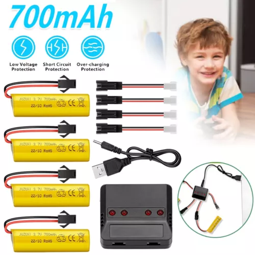 4 stk 3,7V 700mAh 14500 Li-Ion Battery mit USB-Ladegerät für WLtoys RC Auto Boot - Bild 1 von 8