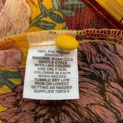 Belle Sky Sz M Women’s Mustard Fall Chrysanthemum Floral Semi Sheer Blouse NWT - Picture 8 of 8