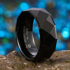 8mm Black Tungsten Carbide Brushed Comfort Fit Wedding Band Ring Men's-Women's