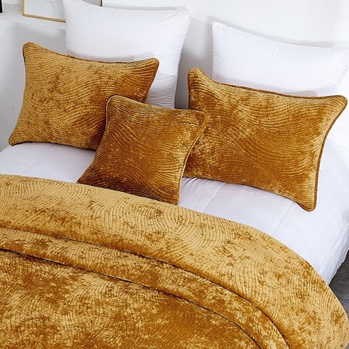 Tache Velvet Yellow Gold Blue Brown Plush Super Euro Throw Pillow Sham Cover - Picture 7 of 21