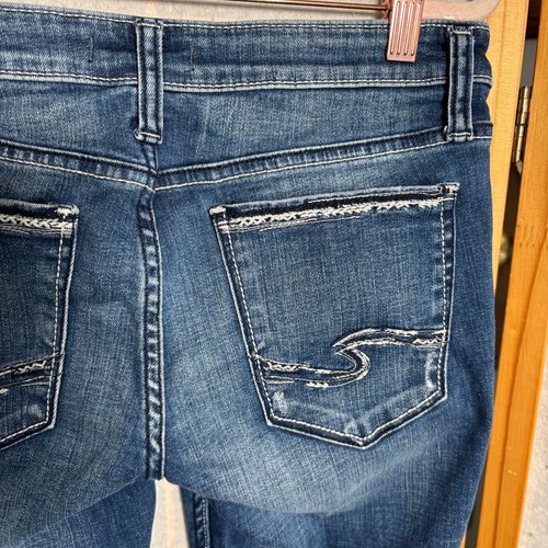 Silver Jeans Tuesday Slim Boot Wash Jeans Women's Sz 28/33 Mid Rise Fringe - Picture 9 of 12
