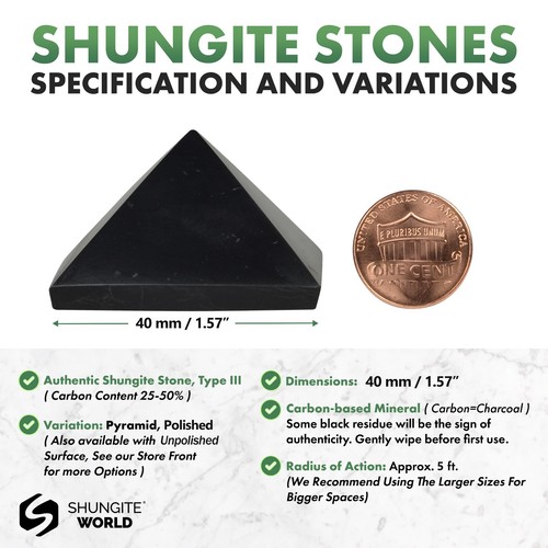 Shungite World Shungite Pyramid - 40 mm / 1.57" ( Polished or Unpolished ) - Picture 6 of 20