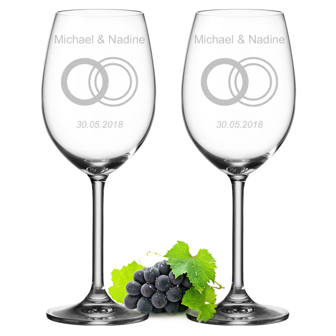 LEONARDO Copas de Vino 2er-Set 460ML con Grabado - Regalo de Boda para Parejas
