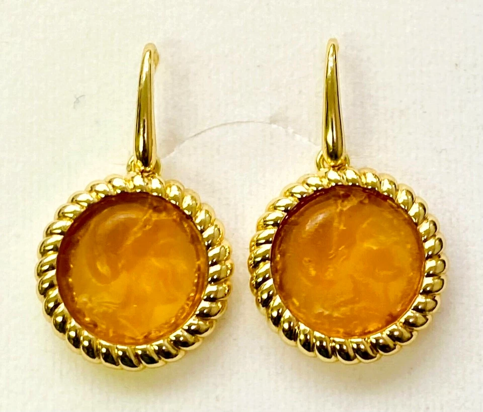 Brincos de bronze Bellezza italiano grego mito âmbar Murano gancho de vidro HSN - Imagem 2 de 4