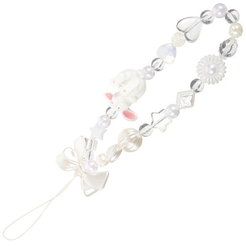 Mobile Phone Decorative Wrist Rope Beads Holder Kawaii Bunny Charms - Zdjęcie 2 z 12