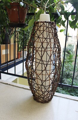 Deckenlampe Tiki Pendelleuchte Oval Bast Naturfaser Flachs Schnur Hängeleuchte