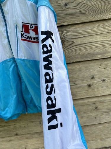 80s Vintage Kawasaki Shiny Satin 1100ccm3 Transformer Moto Jacket/Vest Size XL - Picture 5 of 12