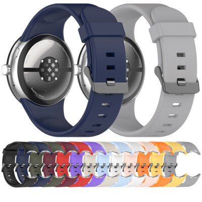 Metal Head Grain Silicone Strap Watchband Bracelet for Google Pixel Watch3 45MM