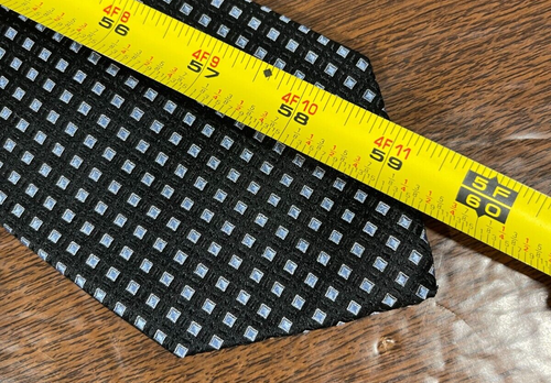 Club Room Neck Tie - 100% Silk - Black & Blue Check - Picture 9 of 9
