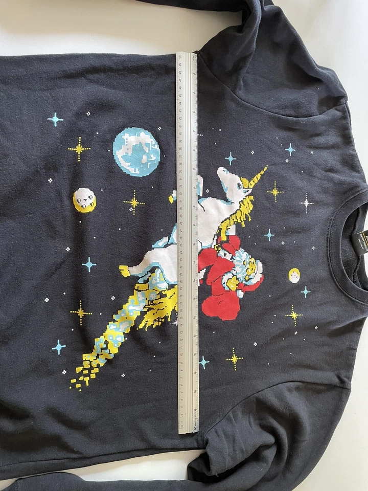 FIFTH Sun Fea Sudadera Mujer Vacaciones Papá Noel Montar Unicornio Espacio Negro GRANDE Foto 4 de 4