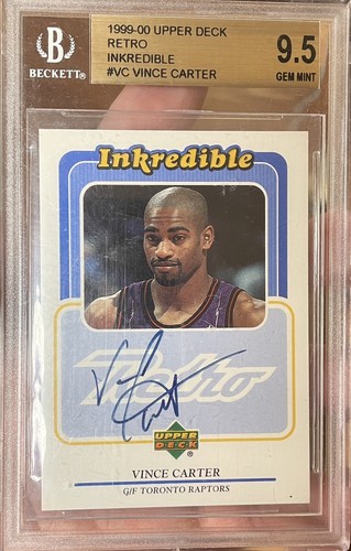 1999-00 Upper Deck Retro #VC Inkredible Autograph VINCE CARTER BGS 9.5 Gem Mint - 第 1/2 張圖片