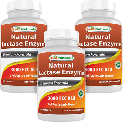 3 Pack Fast Acting Lactase Enzyme Tablet, 3000 Fcc Alu, 180 Count