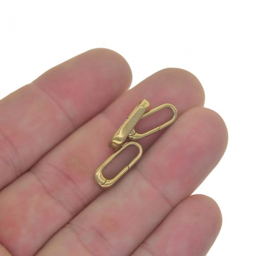 Solid Gold Oval Snap Push Connector Lock Metal Lobster Clasps Jewelry Making - Picture 9 of 11