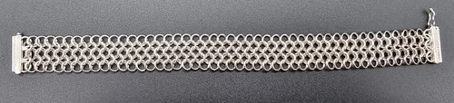STERLINGSILBER HANDGEWEBTES KETTENMESSER MANSCHETTENARMBAND MIT SCHLEIFE DOPPELVERRIEGELUNG/UK - Bild 2 von 10