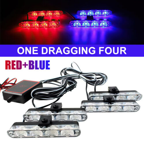16 LED Red & Blue Police Strobe Flash Light Dash Warning Lamp+ Remote Control - Picture 5 of 14