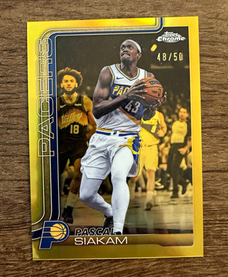 Topps 2025-26 Chrome Update Pascal Siakam Pacers True Gold Serial Numbered /50