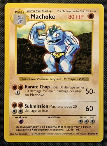 Base Set (Shadowless) #034/102 Machoke - Picture 1 of 2