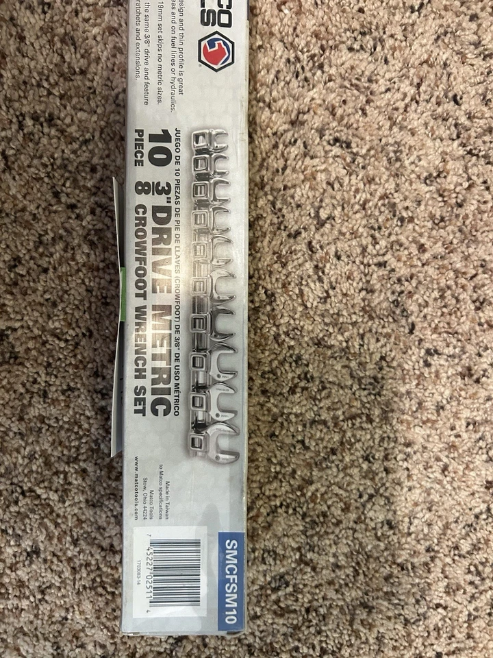 Conjunto de chaves métricas Crowfoot Matco 10 peças 3/8 unidades - Imagem 3 de 3