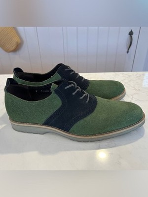 J.D. Fiske Men's Two-Tone Green and Blue Suede Lace-Up Shoes