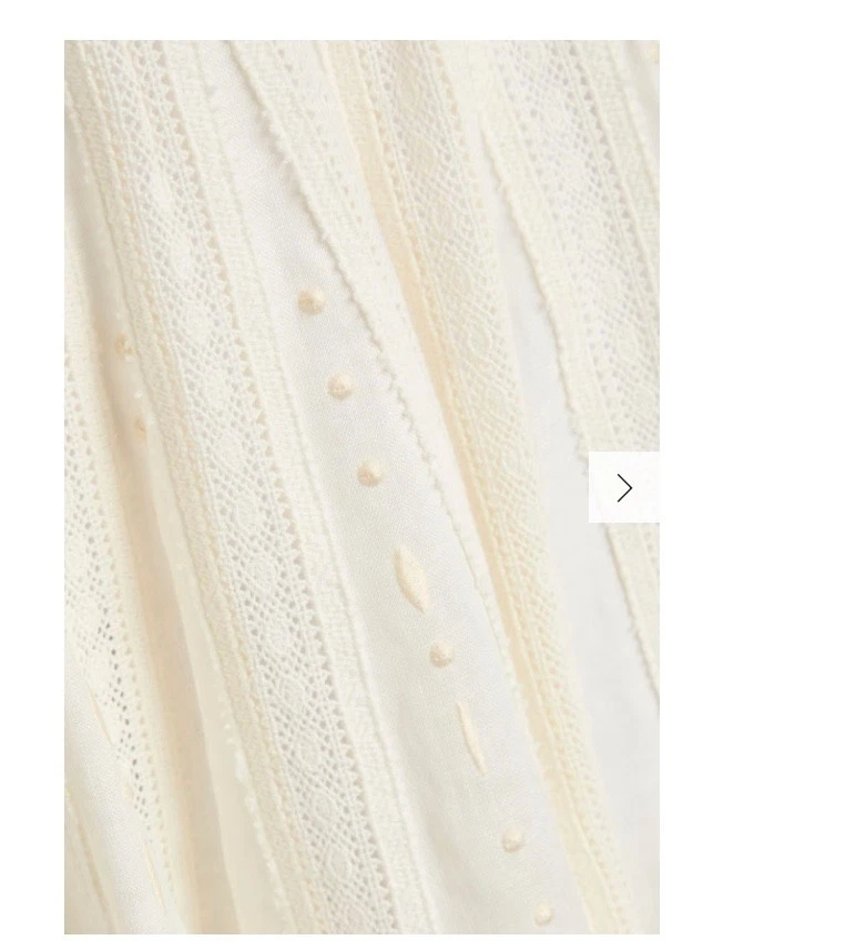 Maxi Falda Tory Burch Lino Bordado Crochet Marfil Talla 4 $720 Rara Foto 3 de 4